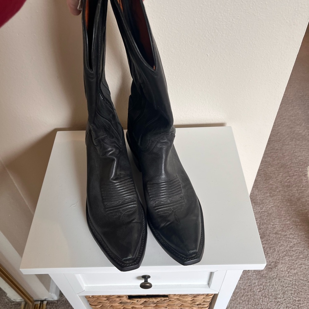Lucchese Black and Tan Leather Boots - Picture 2 of 6